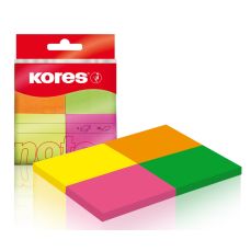 Notes autoadeziv 50mm x 40mm, 4 x50 file/set, 4 culori neon, Kores