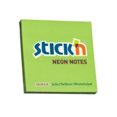 Notes autoadeziv 76mm x 76mm, 100 file/buc, verde neon, Stick'n