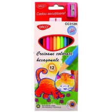 Creioane colorate 12culori/set, CC312H, Daco