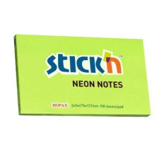 Notes autoadeziv 127mm x 76mm, 100 file/buc, verde neon, Stick'n
