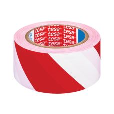 Banda adeziva marcare, PVC alb/rosu, 50mm x 33m, Tesa