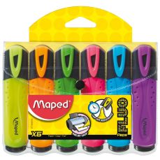 Textmarker 6 culori/set (galben, portocaliu, roz, verde, albastru, mov), Classic Fluo Peps Maped
