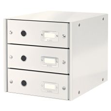 Suport carton laminat cu 3 sertare pentru documente, alb, WOW Click&Store Leitz