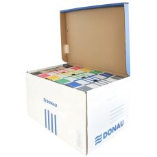 Container arhivare cutii de arhivare, cu capac, 558x315x370mm, albastru/alb, Donau, DN-7665301FSC-10