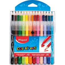 Set creioane colorate 15culori/set + carioci 12culori/set, Color Peps Maped
