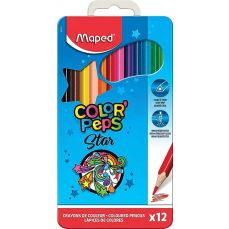 Creioane colorate in cutie metal 12culori/set, Color Peps Star Maped