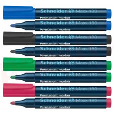 Permanent marker 4buc/set (albastru, negru, rosu, verde), varf 3,0 mm, Maxx 130 Schneider
