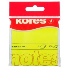 Notes autoadeziv 76mm x 76mm, 100 file/buc, galben neon, Kores