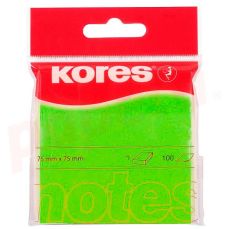 Notes autoadeziv 76mm x 76mm, 100 file/buc, verde neon, Kores