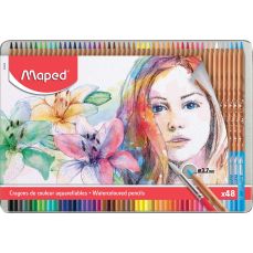 Creioane colorate acuarela, in cutie metal, 48culori/set, Color Peps Aqua Artist Maped