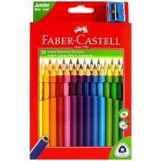 Creioane colorate 30culori/set si o ascutitoare, Jumbo Faber Castell-FC116530