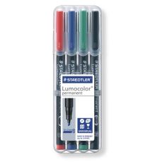 Permanent marker 4buc/set (albastru, negru, rosu, verde), varf tesit 1,0-2,5mm, Lumocolor 314WP4 Sta