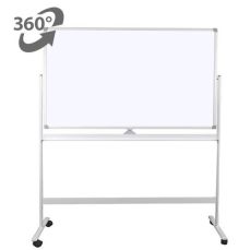 Whiteboard magnetic, dubla fata, rotativa, 90cm x 120cm, pe stand mobil, Visual