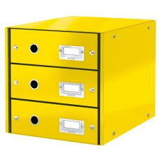 Suport carton laminat cu 3 sertare pentru documente, galben, WOW Click&Store Leitz