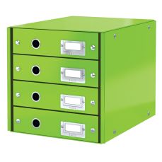 Suport carton laminat cu 4 sertare pentru documente, verde, Wow Click&Store Leitz