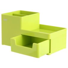 Suport accesorii birou, verde deschis, 3 compartimente si sertar, 25150 Deli