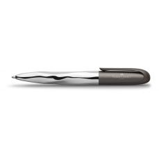 Pix retractabil, negru, corp argintiu, N Ice Pen Gri Metalizat, Faber Castell