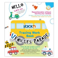 Carte de colorat si decupat Tracing Work Book - Vehicles Parade Stick'n