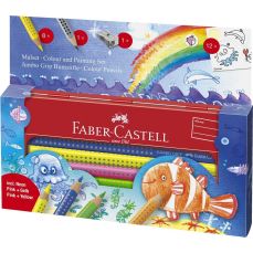 Creioane colorate 8culori/set si accesorii Jumbo Grip Ocean Faber Castell-FC110908