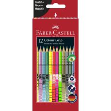 Creioane colorate 12culori/set, culori speciale, Grip Faber Castell-FC201569