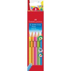 Creioane colorate 5culori/set , culori neon, Jumbo Grip Faber Castell-FC110994