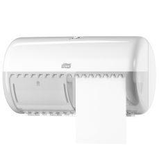 Dispenser din plastic alb pentru hartie igienica Conventional 2 role, Tork 557000