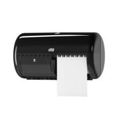 Dispenser din plastic negru pentru hartie igienica Conventional 2 role, Tork 557008
