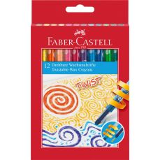 Creioane colorate cerate retractabile, 12culori/set, Faber Castell-FC120003