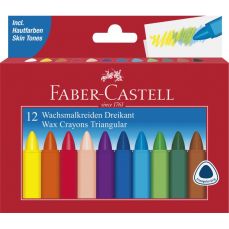 Creioane colorate cerate triunghiulare, 12culori/set, Faber Castell-FC120010