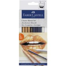 Creioane si radiera pentru desen si schite, 6piese/set, Faber Castell-FC114004