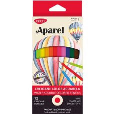 Creioane colorate acuarela, 12culori/set, Aparel Daco, CC612