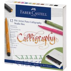 Set caligrafic, 12culori/set, Pitt Artist Pen Caligrafic Studio Faber Castell, FC167512