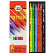 Creioane colorate fara lemn 6culori/set, Progresso Koh-I-Noor