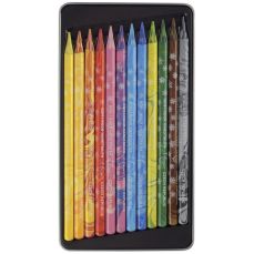 Creioane colorate fara lemn 12culori/set, cutie metal, Progresso Magic Koh-I-Noor
