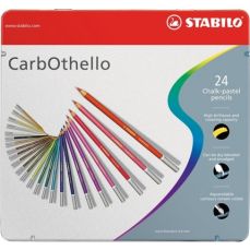 Creioane colorate 24culori/set, cutie metal, CarbOthello Stabilo