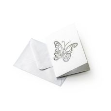 Plic alb + card pliat, fluture, gumat, 5buc/set, 70x100mm, Pearl 280992 GP