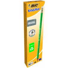 Creion grafit HB, cu guma, 12buc/cut, Eco Evolution 655 BIC