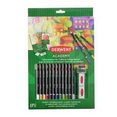 Creioane colorate 12culori/set + accesorii, Derwent Academy