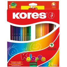 Creioane colorate 24culori/set + ascutitoare, Kores-KO93324