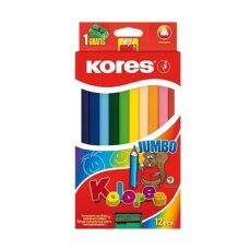 Creioane colorate 12culori/set +ascutitoare Jumbo Kores- KO93512
