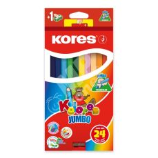Creioane colorate 24culori/set +ascutitoare Jumbo Kores-KO93524