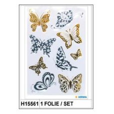 Sticker Creative fluturasi aurii si argintii, 1folie/set, H15561 HERMA