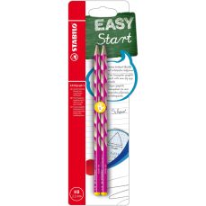 Creion fara guma, 2buc/set, corp roz, pt. stangaci, S EasyGraph Stabilo