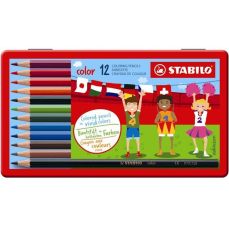 Creioane colorate 12culori/set, cutie metal, Color Stabilo SW17181277