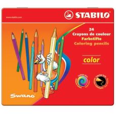 Creioane colorate 24culori/set, cutie metal, Color Stabilo SW171824