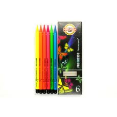 Creioane colorate fara lemn 6culori/set, Fluo Progresso Koh-I-Noor