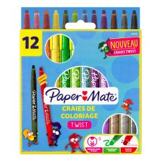 Creioane colorate cerate 12culori/set, Twist Assorted Colors PaperMate