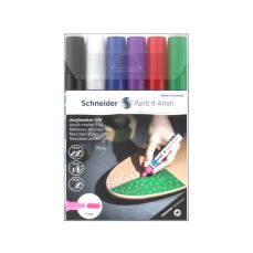 Permanent marker cu vopsea acrilica, 6 culori/set (albastru, rosu, verde, mov, negru, alb), varf 4,0