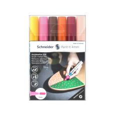 Permanent marker cu vopsea acrilica, 6 culori/set (galben, roz, maro, portocaliu, visiniu, caisa), v