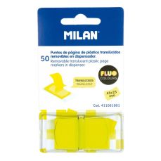 Index autoadeziv plastic cu dispenser, 50 file/set, 25mm x 45mm, galben, 411061001 Milan